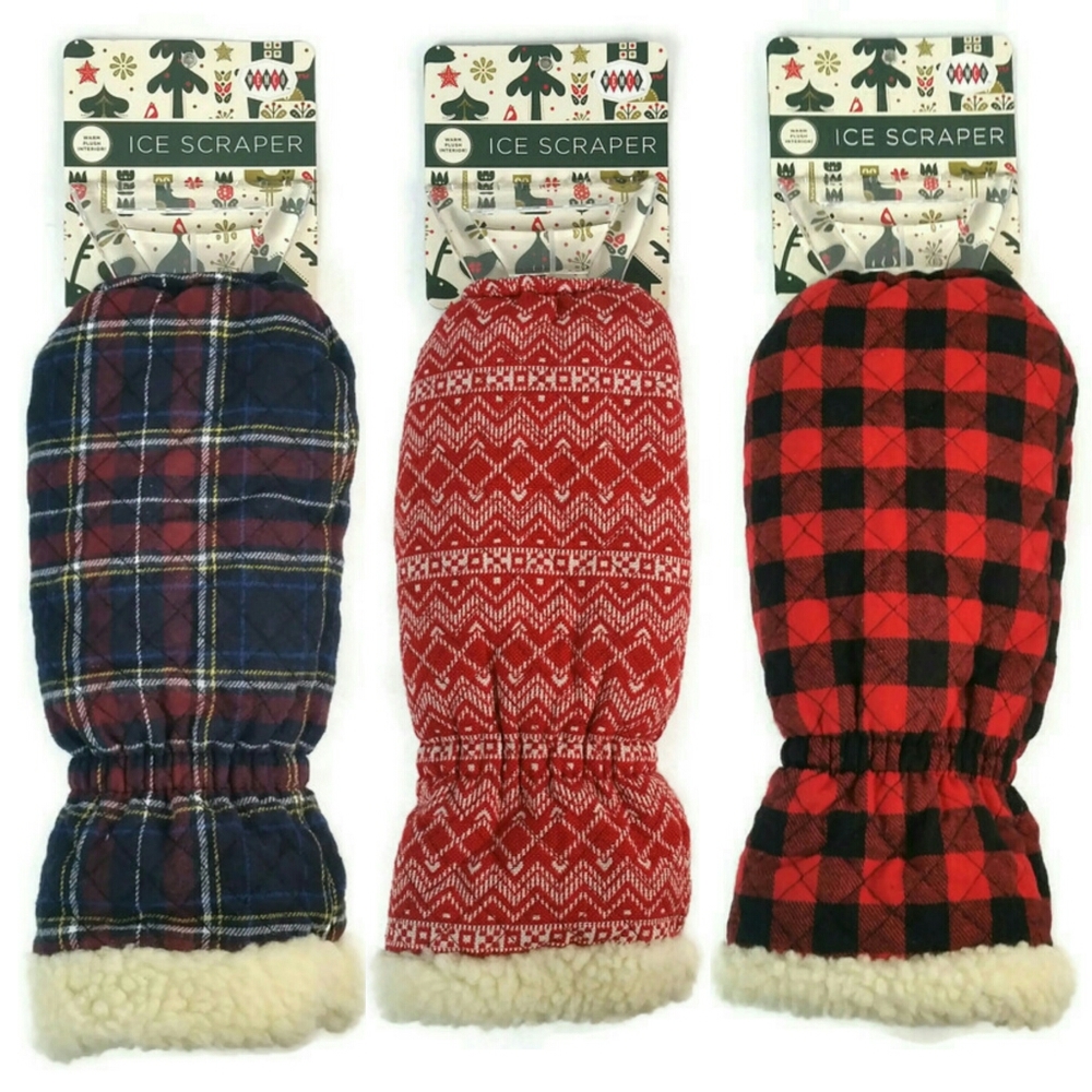 Windshield Winter Ice Scraper Glove Mitt Sherpa